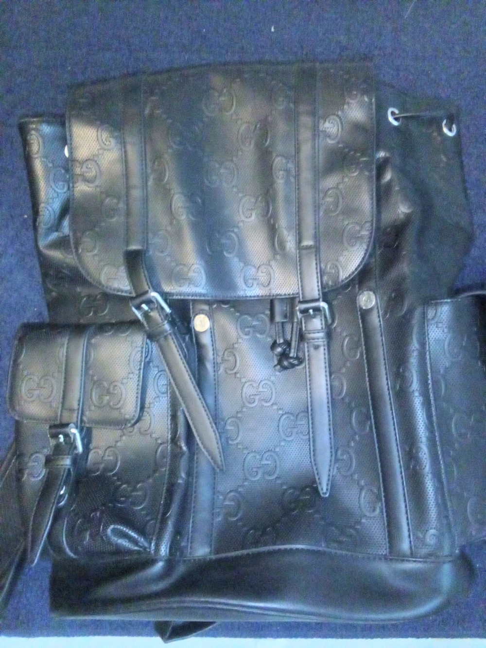 GUCCI GG Emboss Backpack Daypack Leather Black Unisex